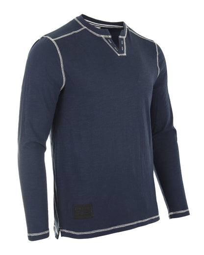 ZIMEGO Men's Vintage Long Sleeve Notch V - Neck Henley Casual Shirt - ElandielStyle
