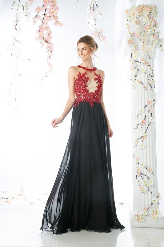Lace Bodice Chiffon Sheath Dress - ElandielStyle