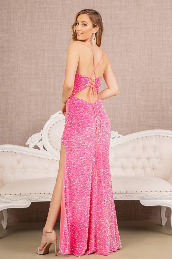 Sequin Illusion Sweetheart Lace - up Back Velvet Mermaid Dress - ElandielStyle