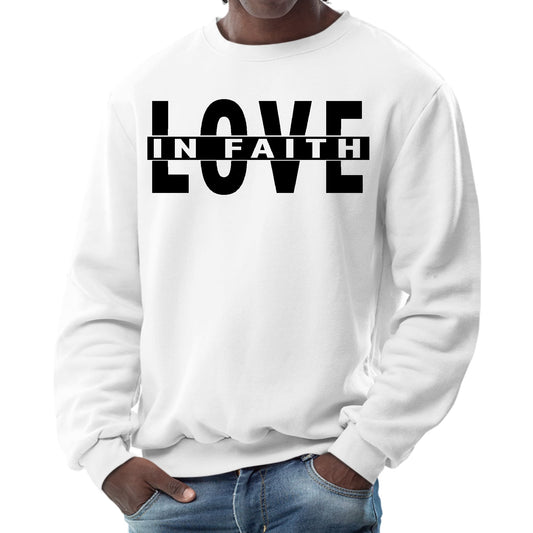 Mens Graphic Sweatshirt - Love in Faith Black Illustration - ElandielStyle