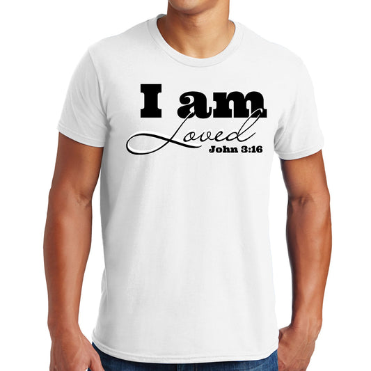 Mens Graphic T-shirt i am Loved - John 3:16 Black Illustration - ElandielStyle
