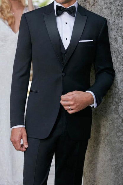 "Milan" Black Tuxedo Jacket Peak (Separates) - ElandielStyle
