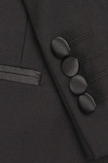 "Milan" Black Tuxedo Jacket Peak (Separates) - ElandielStyle