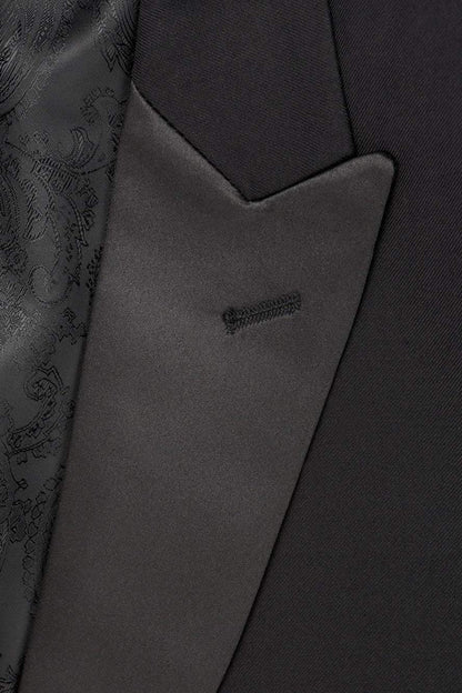 "Milan" Black Tuxedo Jacket Peak (Separates) - ElandielStyle