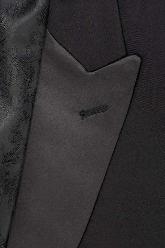 "Milan" Black Tuxedo Jacket Peak (Separates) - ElandielStyle