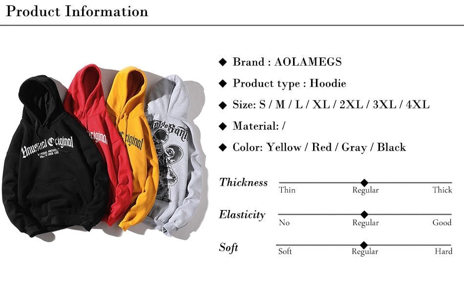 Men Letter Printed Hooded Pullover Sweatshirt Men High Street Fashion Hip Hop Hoodie Streetwear Clothing - ElandielStyle