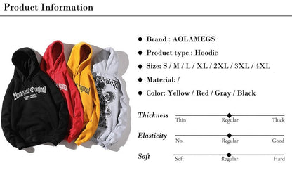 Men Letter Printed Hooded Pullover Sweatshirt Men High Street Fashion Hip Hop Hoodie Streetwear Clothing - ElandielStyle