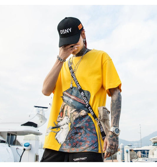 Men Fashion Old Man Printed Men's Tee Shirts Short Sleeve T Shirt Casual High Street Tees Summer Streetwear - ElandielStyle