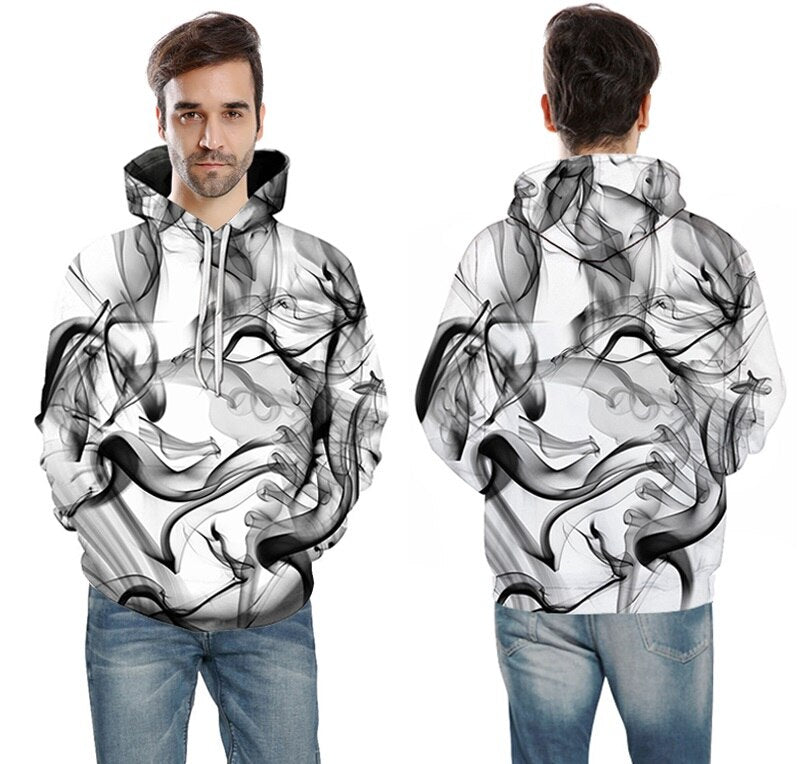 Men/Women 3d Sweatshirts Print Watercolor Dreamy Smoke Lines Thin Style Autumn Winter Hooded Hoodies - ElandielStyle