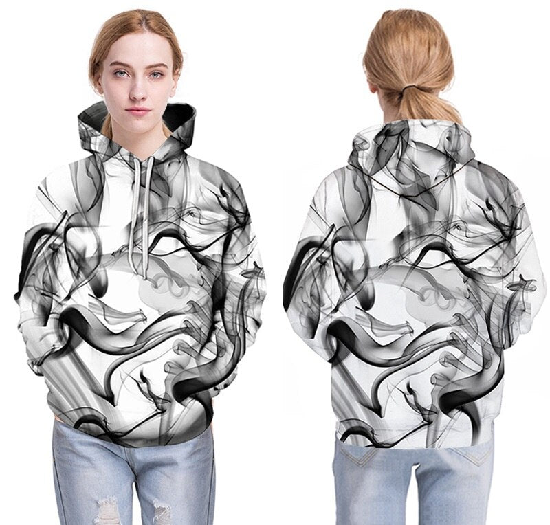 Men/Women 3d Sweatshirts Print Watercolor Dreamy Smoke Lines Thin Style Autumn Winter Hooded Hoodies - ElandielStyle
