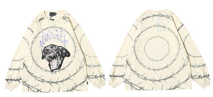 Sweatshirt Men Vicious Dog Printed Hip Hop Street Style Hoodies Streetwear - ElandielStyle