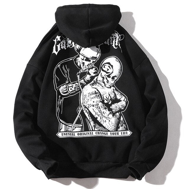 Men Letter Printed Hooded Pullover Sweatshirt Men High Street Fashion Hip Hop Hoodie Streetwear Clothing - ElandielStyle