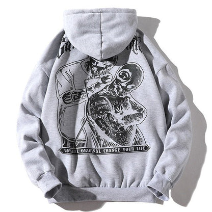 Men Letter Printed Hooded Pullover Sweatshirt Men High Street Fashion Hip Hop Hoodie Streetwear Clothing - ElandielStyle
