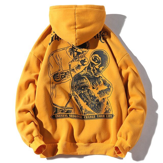 Men Letter Printed Hooded Pullover Sweatshirt Men High Street Fashion Hip Hop Hoodie Streetwear Clothing - ElandielStyle