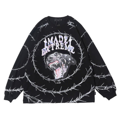 Sweatshirt Men Vicious Dog Printed Hip Hop Street Style Hoodies Streetwear - ElandielStyle