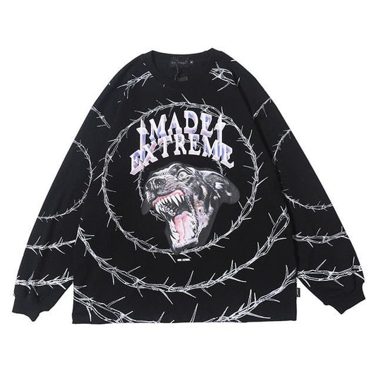 Sweatshirt Men Vicious Dog Printed Hip Hop Street Style Hoodies Streetwear - ElandielStyle