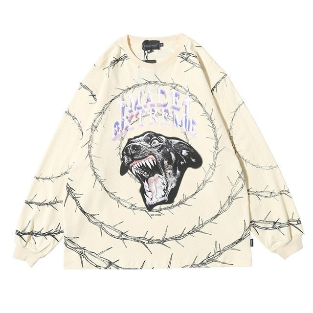Sweatshirt Men Vicious Dog Printed Hip Hop Street Style Hoodies Streetwear - ElandielStyle