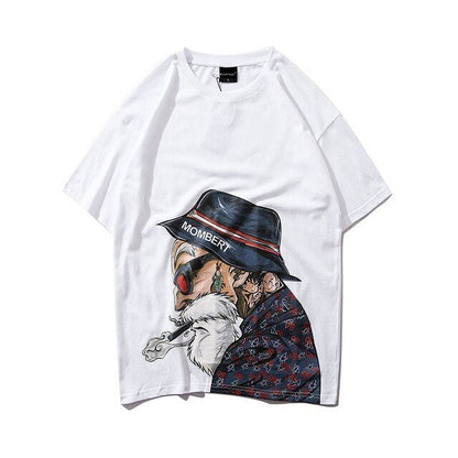 Men Fashion Old Man Printed Men's Tee Shirts Short Sleeve T Shirt Casual High Street Tees Summer Streetwear - ElandielStyle