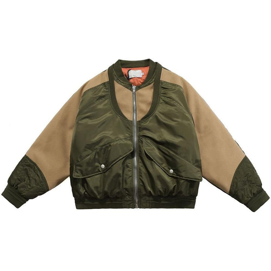 Patchwork Color Winter Jacket Men Button Pockets Zipper Warm Cozy Thick Coat Retro Fashion Bomber Jacket Men Streetwear - ElandielStyle
