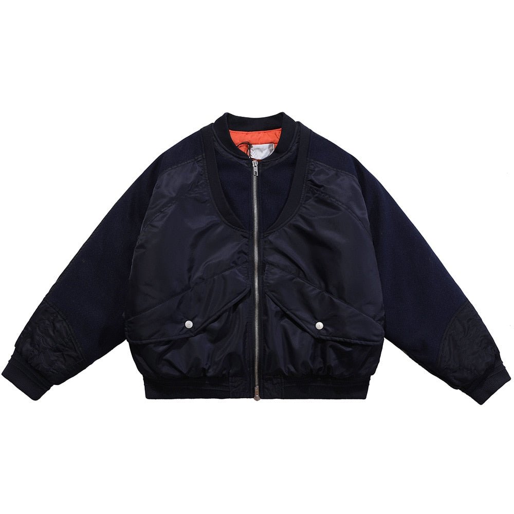 Patchwork Color Winter Jacket Men Button Pockets Zipper Warm Cozy Thick Coat Retro Fashion Bomber Jacket Men Streetwear - ElandielStyle