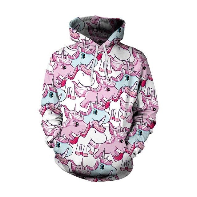 New Fashion Men Women Unicorn 3D Printed Cartoon Hoodies - ElandielStyle