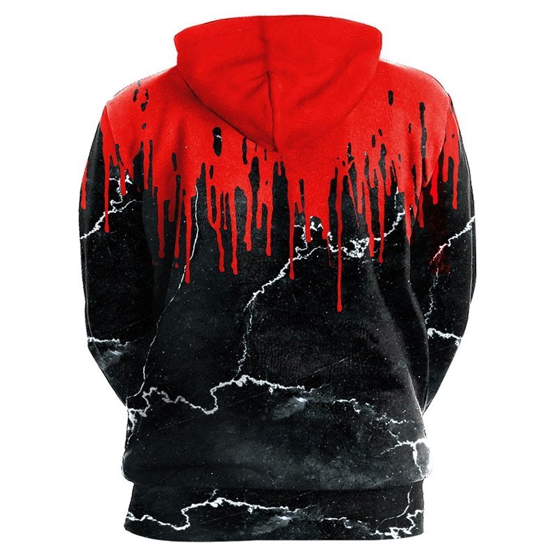 New Fashion Punk Red Flower 3D Sweatshirts Women Men - ElandielStyle